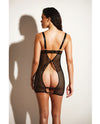 FETISH Excitement Fishnet &amp; Vinyl Fitted Babydoll w/D-Ring &amp; Metal Clasp Black XL