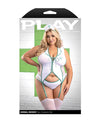 Play Herbal Remedy Gartered Bustier w/Panty Headpiece - White 3X/4X