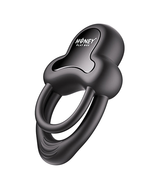 Anello Vibrating Double Cock Ring w/Clitoral Stimulator - Black