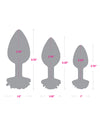 Gemsations 3 pc 2.75" + 3.25" + 3.75" Rose Metal Butt Plug Training Set - Rose Gold