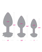 Gemsations 3 pc 2.75" + 3.25" + 3.75" Rose Metal Butt Plug Training Set - Rose Gold