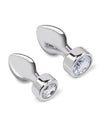 Gemsations 2 pc 3.25 & 3.7 Tapered Bling Bling Metal Butt Plug Training Set - Silver