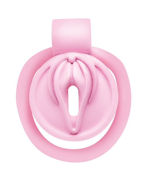 Master Series Pussification Vulva Locking Chastity Cage - Pink