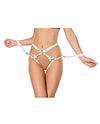 Satin Ribbon w/Elastic Harness &amp; Cuffs Set - White/Gold O/S