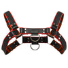 Leather English Bull Dog Harness Black/Red