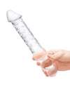 Glas 12; Double Ended Glass Dildo w/Anal Beads - Clear