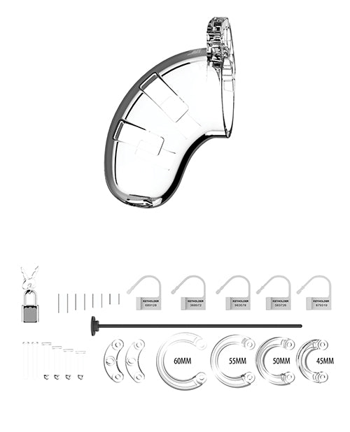 Shots Man Cage 3.5 w/Silicone Urethral Sounding - Clear