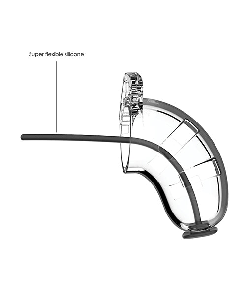 Shots Man Cage 3.5 w/Silicone Urethral Sounding - Clear