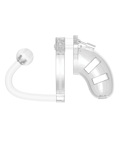 Shots Man Cage Chastity 3.5 & Cock Cage w/Plug Model 10 - Clear