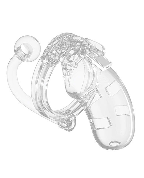 Shots Man Cage Chastity 3.5 & Cock Cage w/Plug Model 10 - Clear