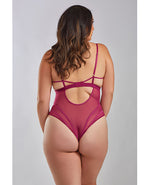 Quinn Cross Dyed Galloon Lace & Mesh Teddy Wine 3X