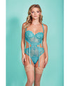 Riley Eyelash Lace Teddy w/Side Cutouts Teal LG