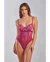 Quinn Cross Dyed Galloon Lace & Mesh Teddy Wine XL