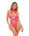 Lucky Open Cup Wide Elastic & Lace Teddy Pink Yarrow S/M