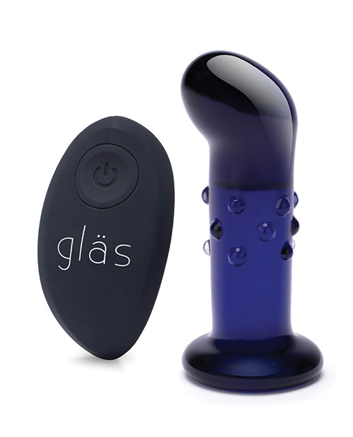 Glas 4 & Rechargeable Vibrating Dotted G Spot/P Spot Plug - Blue