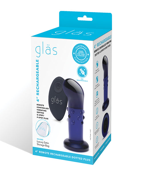 Glas 4 & Rechargeable Vibrating Dotted G Spot/P Spot Plug - Blue