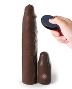 Fantasy X-tensions Elite 9&quot; Sleeve Vibrating 3&quot; Plug w/Remote - Brown