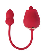 Fuchsia Rose Clit Licking Stimulator &amp; Vibrating Egg - Red