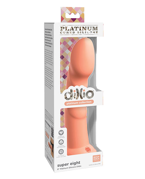 Dillio Platinum 8; Super Eight Silicone Dildo - Peach