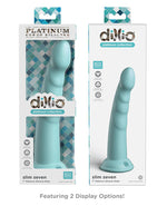 Dillio Platinum 7; Slim Seven Silicone Dildo - Teal