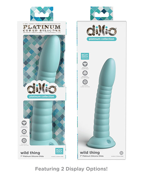Dillio Platinum 7; Wild Thing Silicone Dildo - Teal