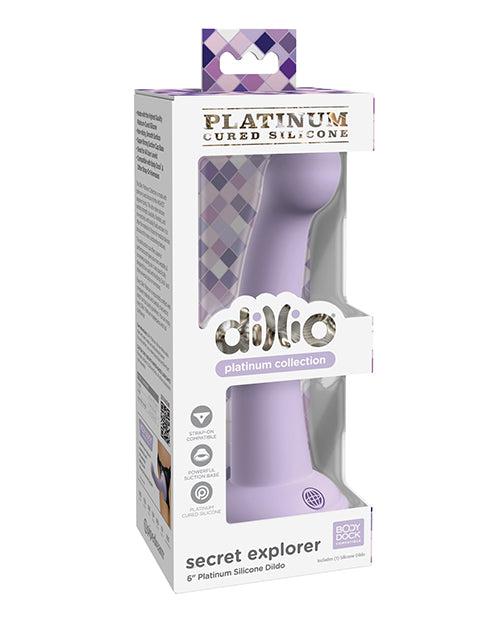 Dillio Platinum 6; Secret Explorer Silicone Dildo - Purple