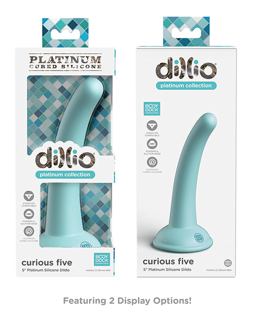 Dillio Platinum 5 & Curious Five Silicone Dildo - Teal