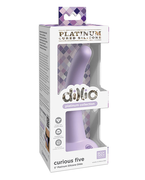 Dillio Platinum 5; Curious Five Silicone Dildo - Purple