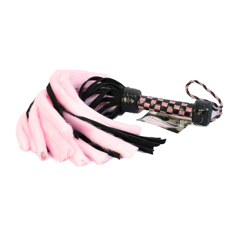 Suede and Fluff MINI Flogger - Pink/Black
