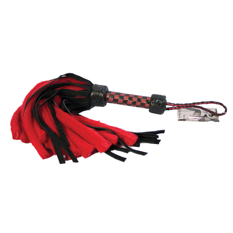 Suede and Fluff MINI Flogger - Red/Black