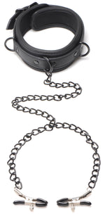 Collared Temptress Collar with Nipple Clamps