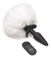 Large Vibrating Anal Plug with Interchangeable Bunny Tail - White