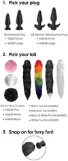 Large Vibrating Anal Plug with Interchangeable Fox Tail - Rainbow