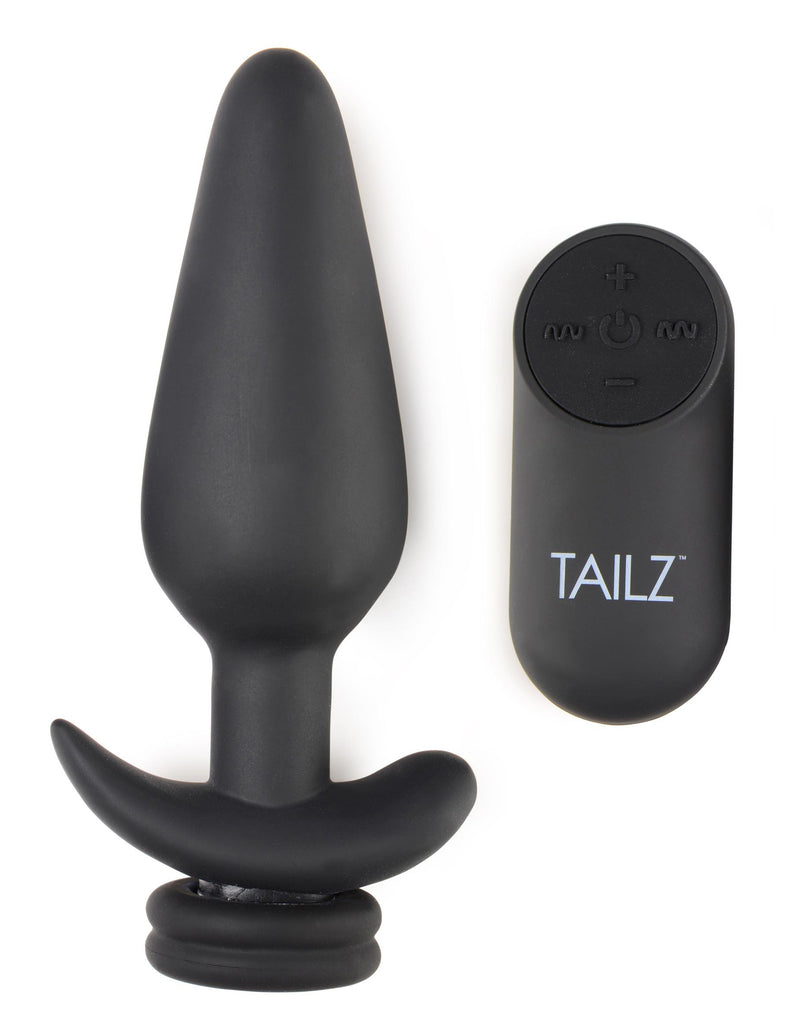 Large Vibrating Anal Plug with Interchangeable Fox Tail - Rainbow
