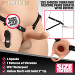 2 Inch Erection 28X Smooth Vibrating Silicone Penis Sheath with Remote - Light